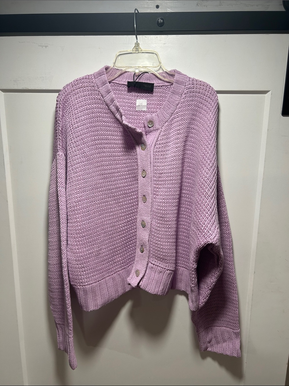 Zara Pastel Lilac Button-Front Knit Cardigan